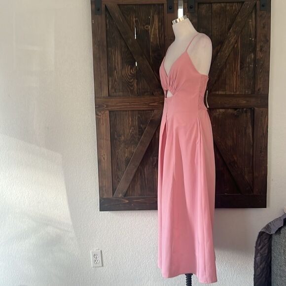 NWT Spaghetti Strap Dress Sleeveless V Neck Cutout Slit Casual - Picture 6 of 15